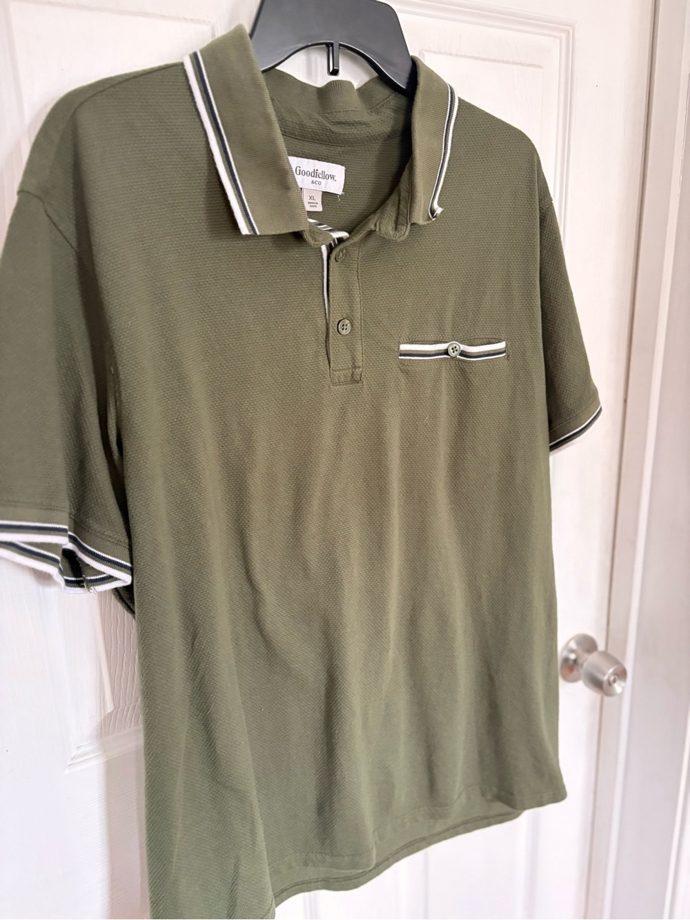 Goodfellow & Co Olive Polo with Striped Trim